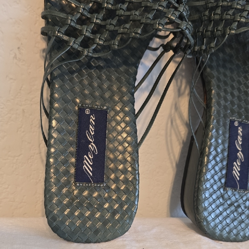 Mezlan Green Sandals Comfortable Slip-On Size 8 1/2 EUC Made In Spain - Picture 4 of 15